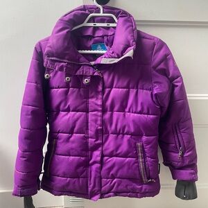 Kids Firefly Quilted Purple Puffer Jacket with High Collar